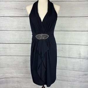 David Meister Black Halter Dress